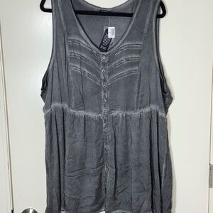 Torrid Gray Sleeveless Button-Front Blouse Plus Size 4X
